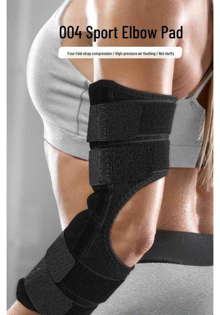 Adjustable Breathable Spring Elbow Brace with Four-Fold Straps