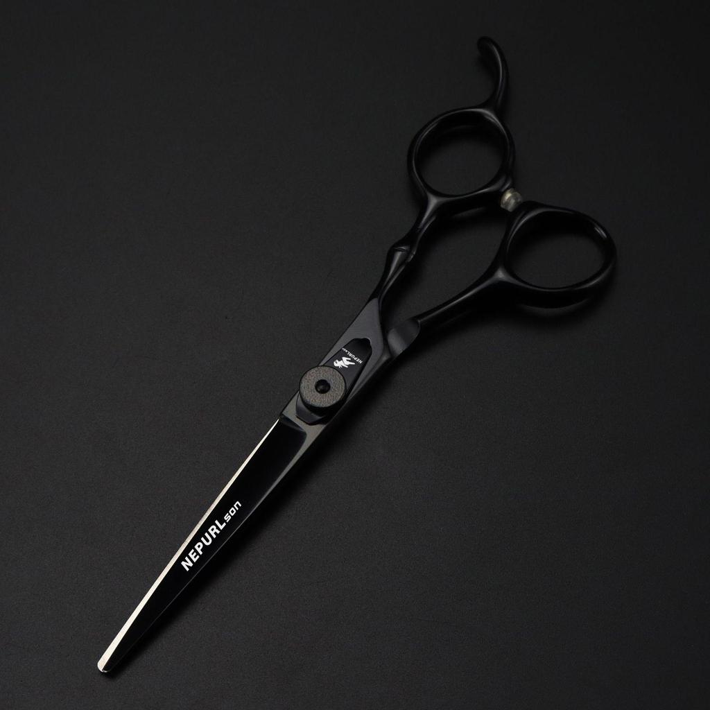 5.5/6.0-inch Black Hairdressing Scissors: Bangs, Serrated, Thinning.