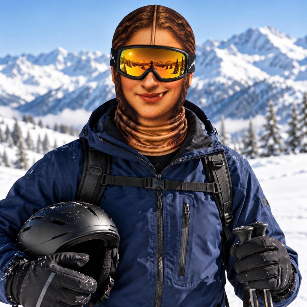 Herren Winter 3D Gedruckter Lustiger Ski-Nackenschutz Schal Mütze für Kalte Outdoor-Sportarten