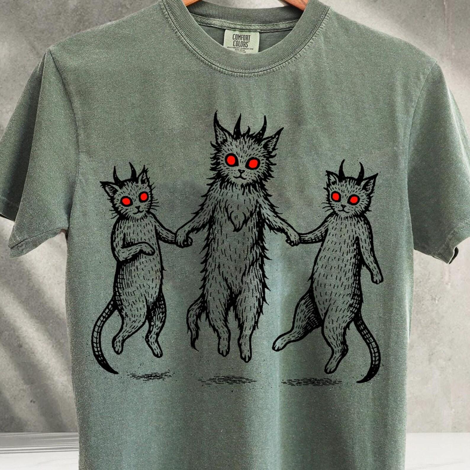 Vintage Devil Cat Meme - Funny Occult Y2k Aesthetic Shirt Comfort Colors® T-shirt M