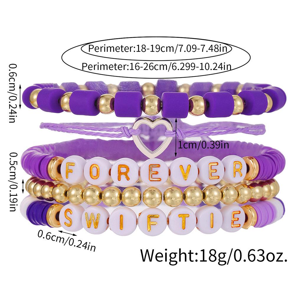 """WWJD"" Buchstaben Polymer Clay Perlen Armband Set": Europäischer/Amerikanischer Stil, 10er-Set Dankbarkeits-Glaubensarmbänder.