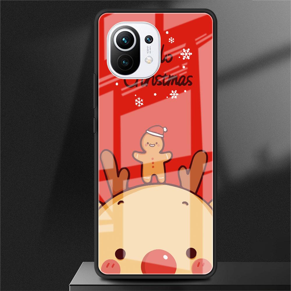 Glass Case For Xiaomi Poco X3 NFC 11 Lite 11T F3 M3 For Redmi Note 11 10 9 8 Pro 10S 9S 9A 9C Phone Cover  Snow Merry Christmas