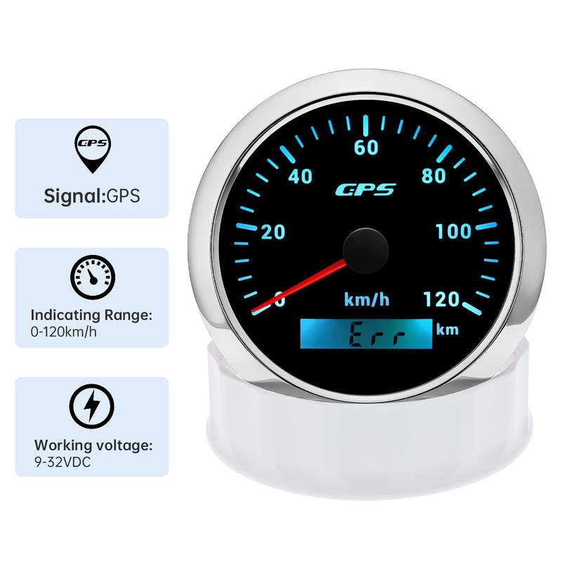 60KMH 85mm GPS Speedometer Gauge+Antenna 7 Color Backlight 120KMH Odometer 0~200KMH Speed Meter for Car Boat Yacht 12V24V Custom