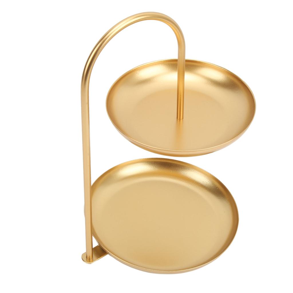 2 Tiered Fruit Tray Large Capacity Simple Nordic Style Gold Metal Snack Tray for Home Office
