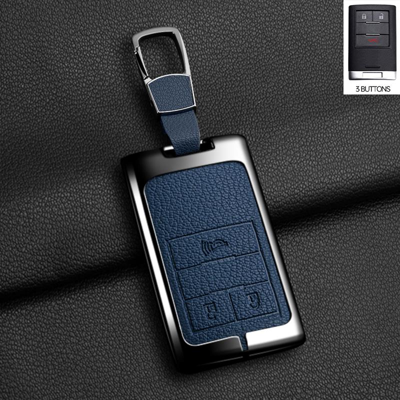 Zinklegierung Leder Autoschlüsselhülle Schlüsselanhänger Abdeckung für Chevrolet C7 Corvette Cadillac DTS SLS SRX XLS STS Escalade CTS ATS 28T CTSV XTS
