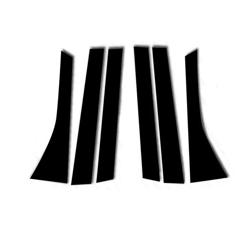 6PC Glossy Black Door Window Pillar Posts Cover Sticker Trim Fit For Honda Fit/Jazz 5 Door Hatchback 2008 2009 2010 2011 - 2013