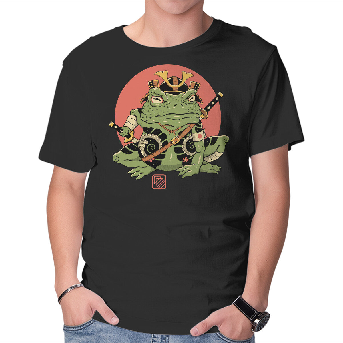 Unisex Crew Neck T-Shirt Tattooed Samurai Toad Graphic Short Sleeve Casual Tee XXXL