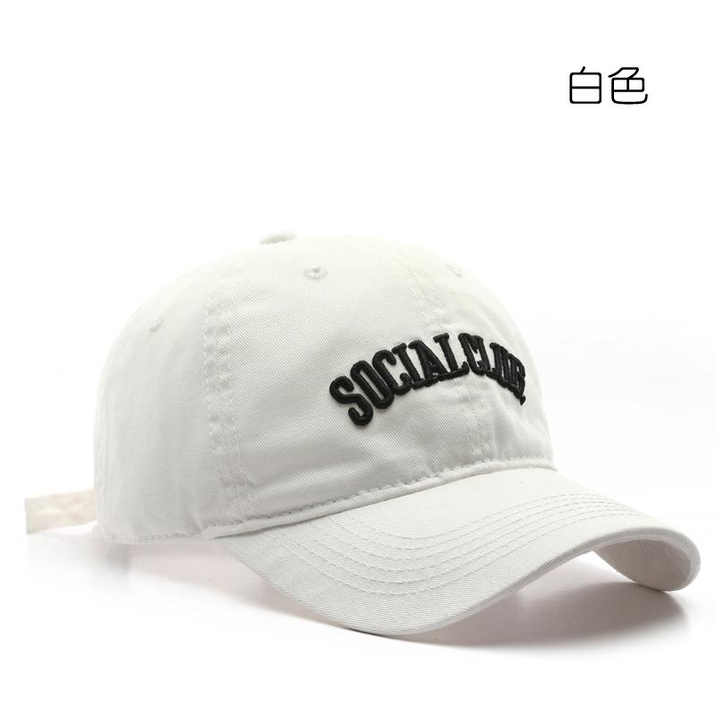 

Outdoor Street Personality Letter Embroidery Washed Cotton Cap Sunscreen Shade Sun Hat белый