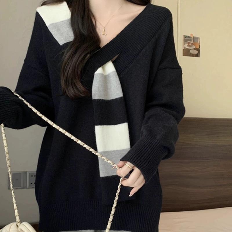 Sweater for Women Autumn Winter Thickened Pullover Warm Knitted Stretchy Long Sleeve Oversize Jumper Tops