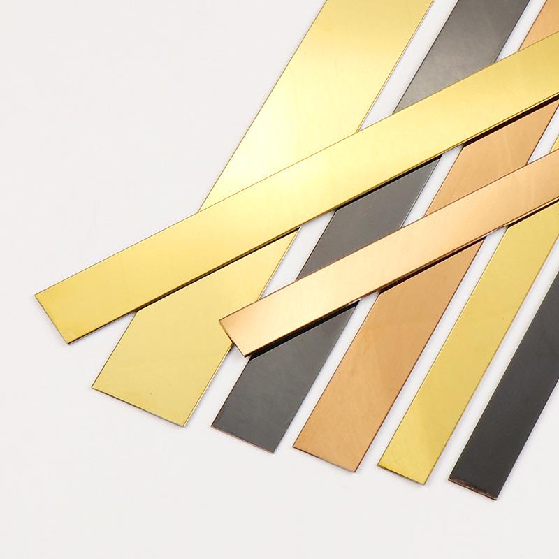 Self-Adhesive Titanium Gold Stainless Steel Trim Strip for TV Wall & Ceiling