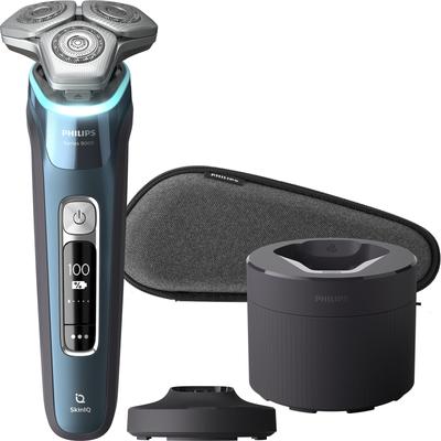 9000 Series Electric Shaver S9982/54 Rotary SkinIQ Technology Washable Ice Blue Men's Razor with Cleaning Station 72 Blades