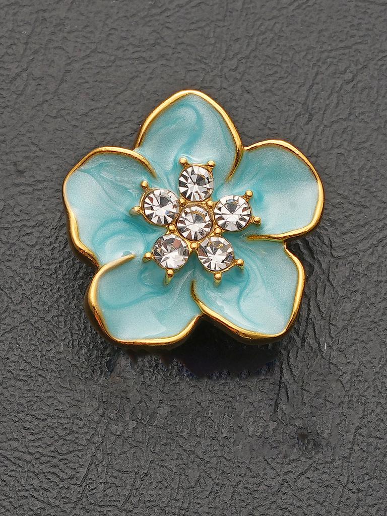 4/10Pcs/Pack 18Mm 23Mmblue Purple Flower Inlaid With Rhinestone Metal, High-End Button Sweater, Clothing, Jewelry Accessories