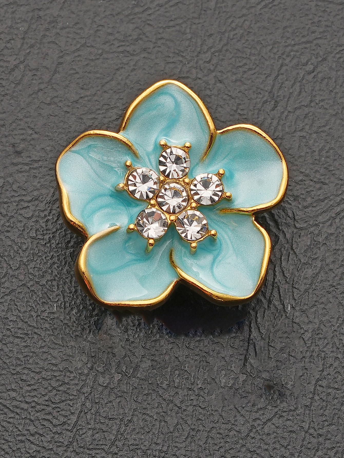 

4/10Pcs/Pack 18Mm 23Mmblue Purple Flower Inlaid With Rhinestone Metal, High-End Button Sweater, Clothing, Jewelry Accessories 4pcs-18mm синий