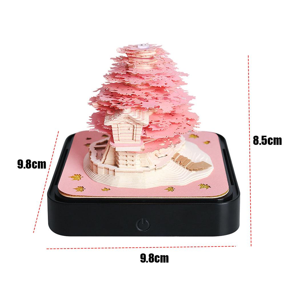 

Time Piece Calendar 2026 Desk Calendar With Light 3D Christmas Tree/Treehouse Calendar Paper Carving Art Memo Pad Notepad Gifts