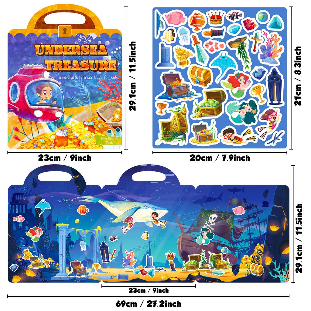 Children's Sticker Book Early Education Concentration Cultivation Repeatedly Paste Treasure Ocean Scene Sticker Book