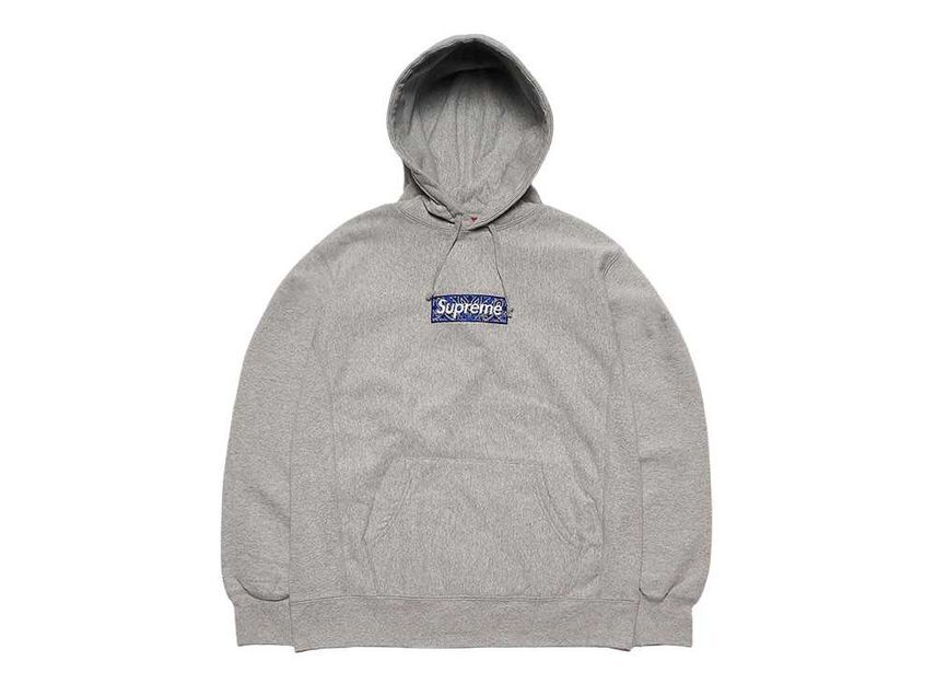 Supreme Bandana Box Logo Hooded Sweatshirt Grey