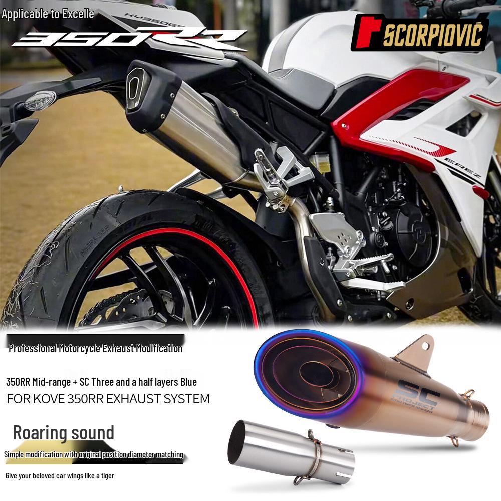 Avgassystem i rostfritt stål (mellan- och bakre) för Kovea 350RR Motorcykel - Skadefri Direktmontering