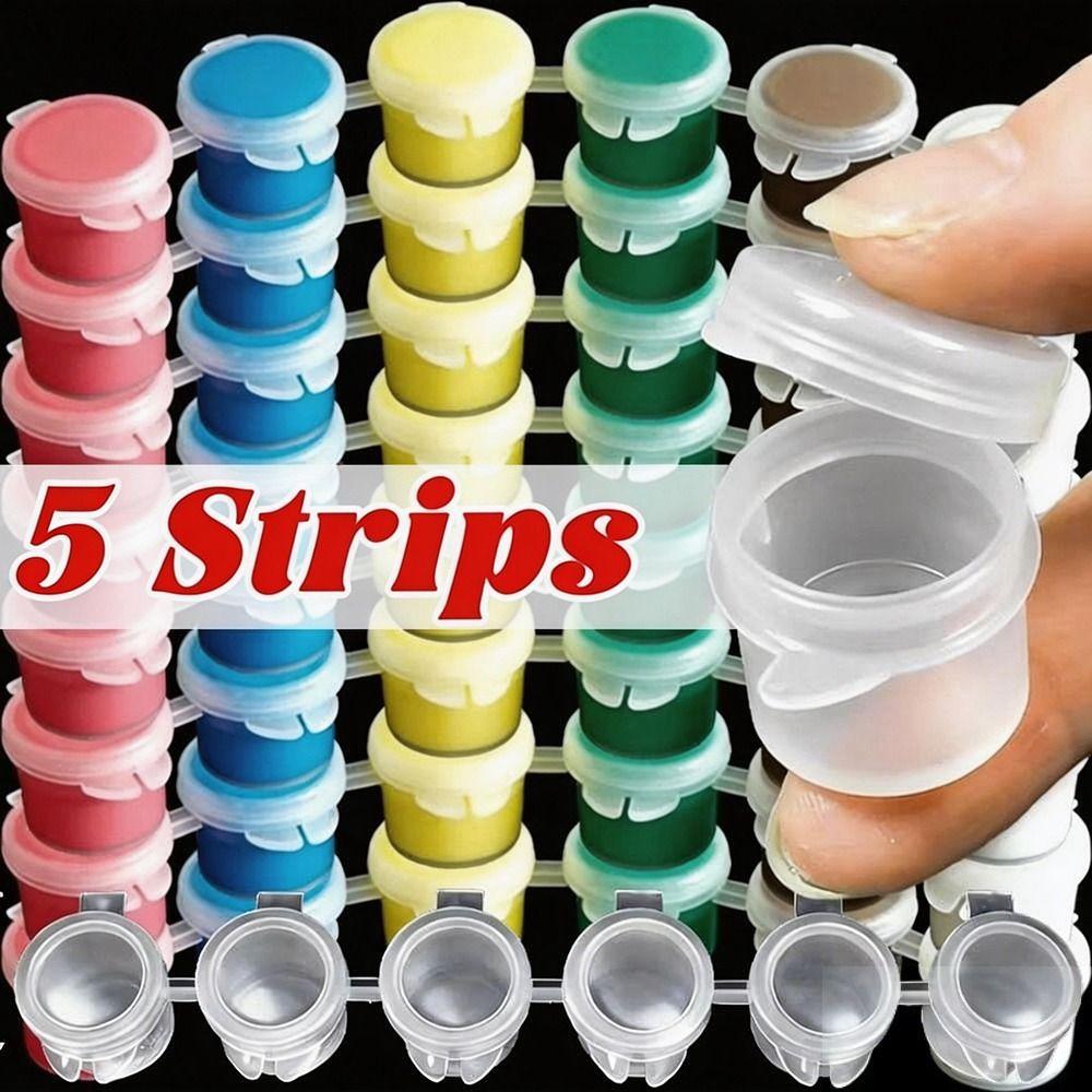 5Strips 2/3/5ml 2ml/3ml/5ml Empty Joint Pigment Box With Lids Paint Pot  Drawing Supplies
