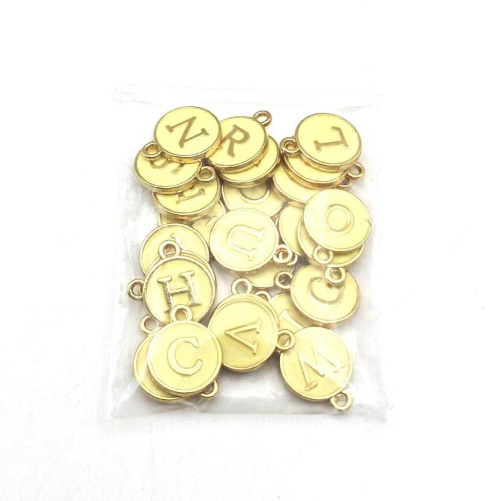 26-Piece A-Z Double-Sided Oil Drop English Letter Pendants for DIY Jewelry & Bracelets