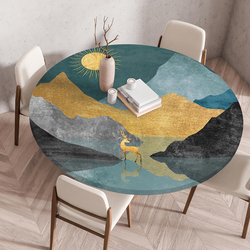 60/70/80/90/100/120/140cm Elastische Passende Ronde Plastic Vinyl Tafelkleed Onderkant Elastische Rand Waterdichte Tafelhoes Tischdecke Diameter 70cm(28in)