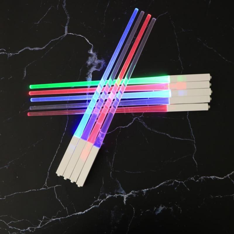 1 Pair Led Lightsaber Luminous Chopsticks Detachable Washable Reusable Free Tableware For Kitchen Dinner