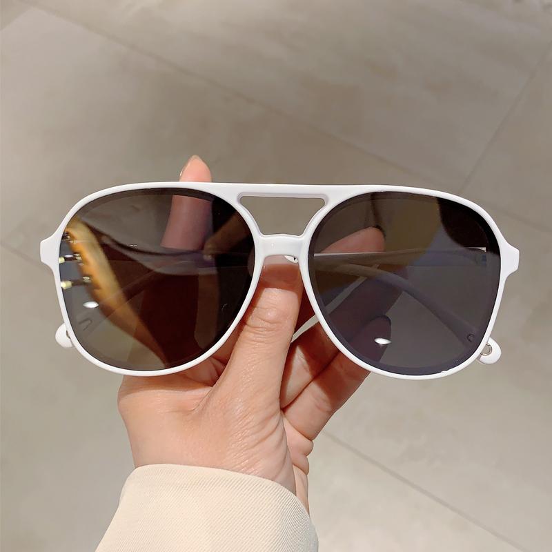 Vintage Double Bridge Sunglasses  New Chic Multicolor Gradient Pilot Shades Fashion Brand Design Mirror Dark Glasses