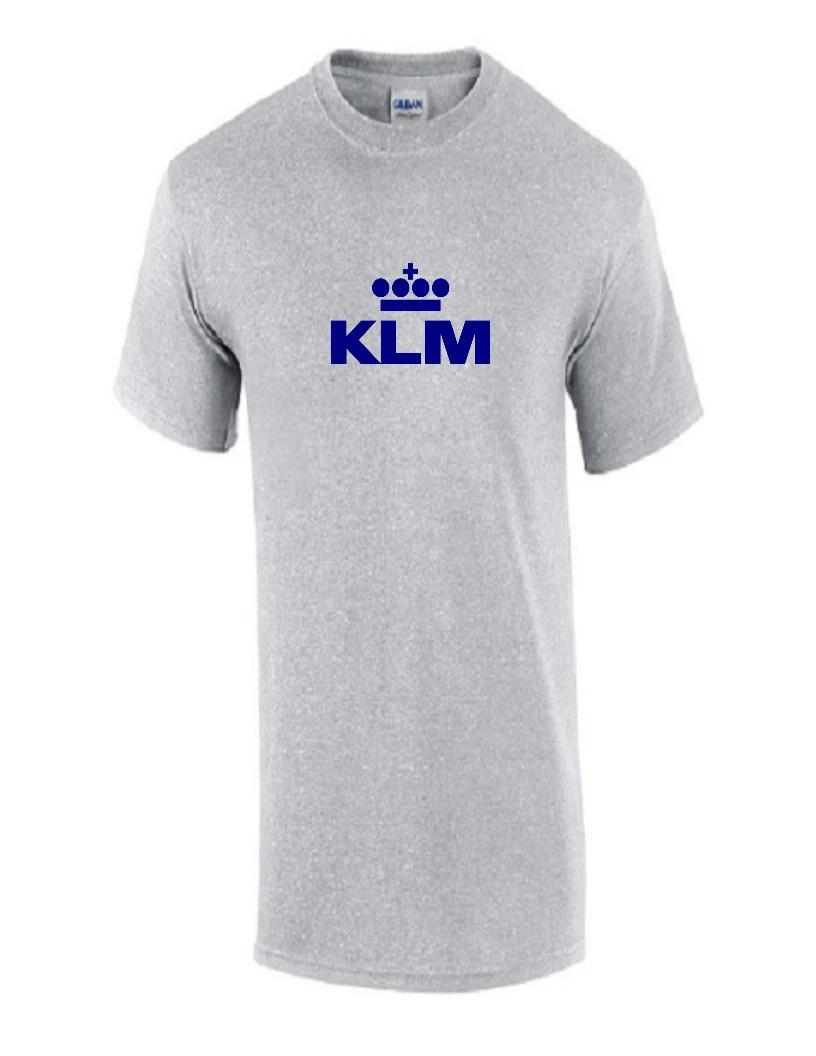 KLM Blue Retro Logo Shirt Dutch Royal Airline Aviation Sport Gray T-Shirt 4XL