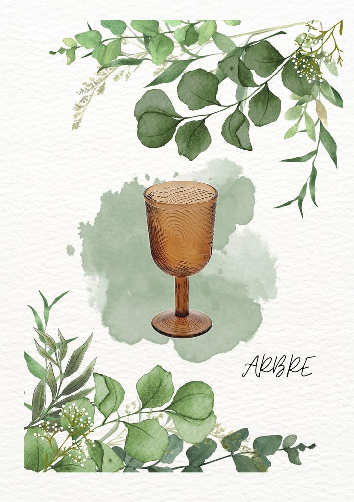 Wine Glass Glass Wood Slice Pattern Arbre Brown Design