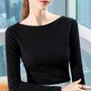 Black One-word Neck Bottoming Shirt Women's New Inner High-end Autumn and Winter Fashion Age-reducing Shoulder Top