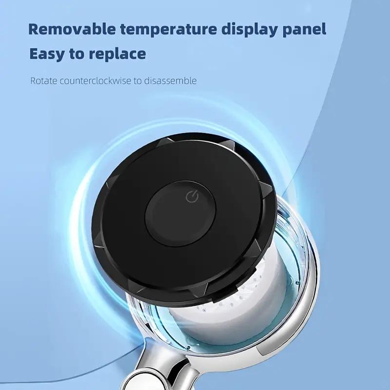 High Pressure Water Saving Filtration Shower Head Pressurized LED Temperature Digital Display Showerhead Bathroom Accessories