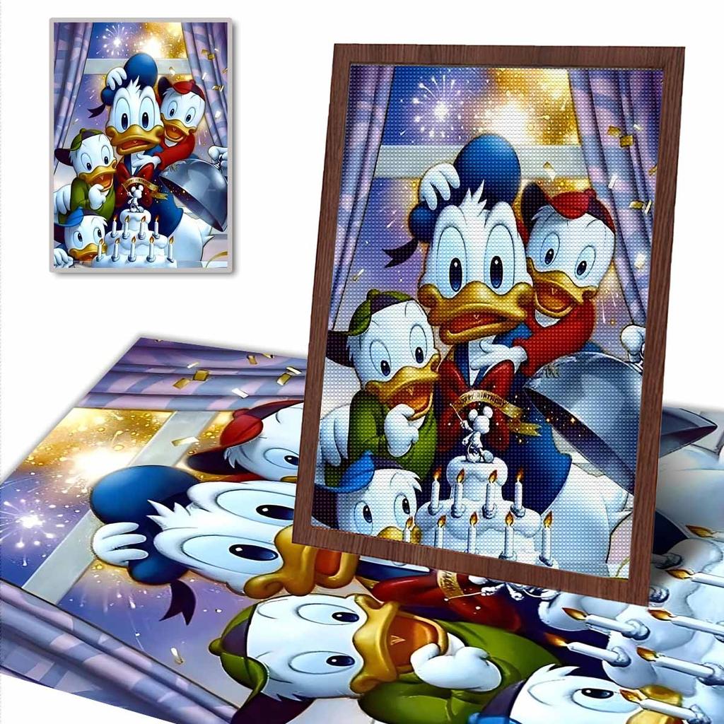 5D DIY Diamond Art Painting Kits for Adults, Donald Duck and His Friends Full Round Crystal Diamond Kits for Beginner for Home Wall Decorate
