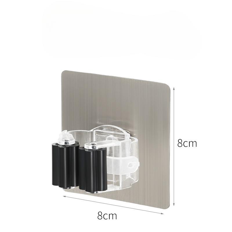 Brushed Grey Traceless Mop Rackmop Clip No-drilling Traceless Broommop Hook Clip Mop Slot
