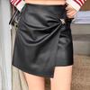 Autumn and Winter New Design Irregular Kink Pu Leather Niche Versatile Fashion Skirt