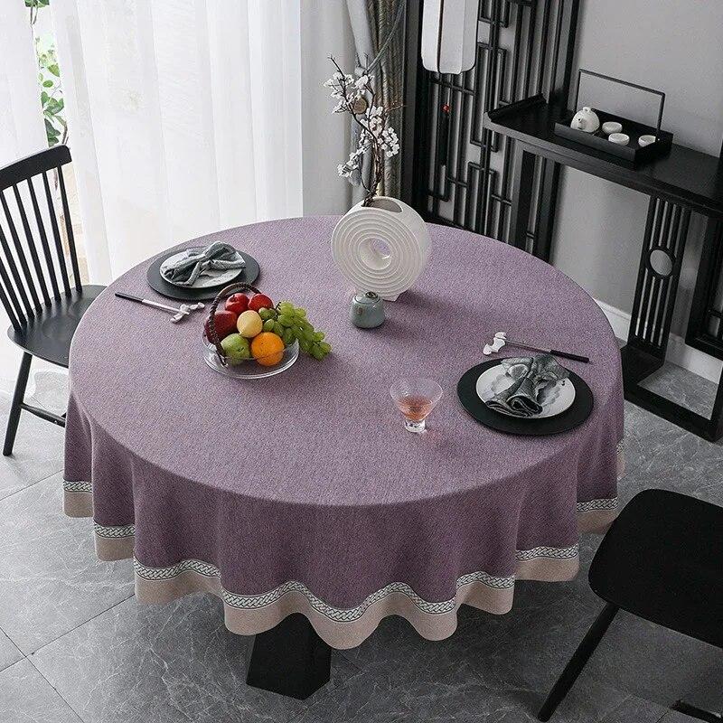 Cotton Linen Round Tablecloth Multi Color Lace Dining Table Cover Dustproof Tea Towel Wedding Home Decor Highend Desk Covers