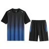 Fitness Clothes Men's Ice Silk Quick Drying Sportswear Set Short Sleeved Morning Running Badminton Basketball Training Room Shorts