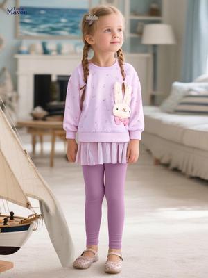 European & American Autumn Girls' Long-Sleeve Set with Cute 3D Decorations