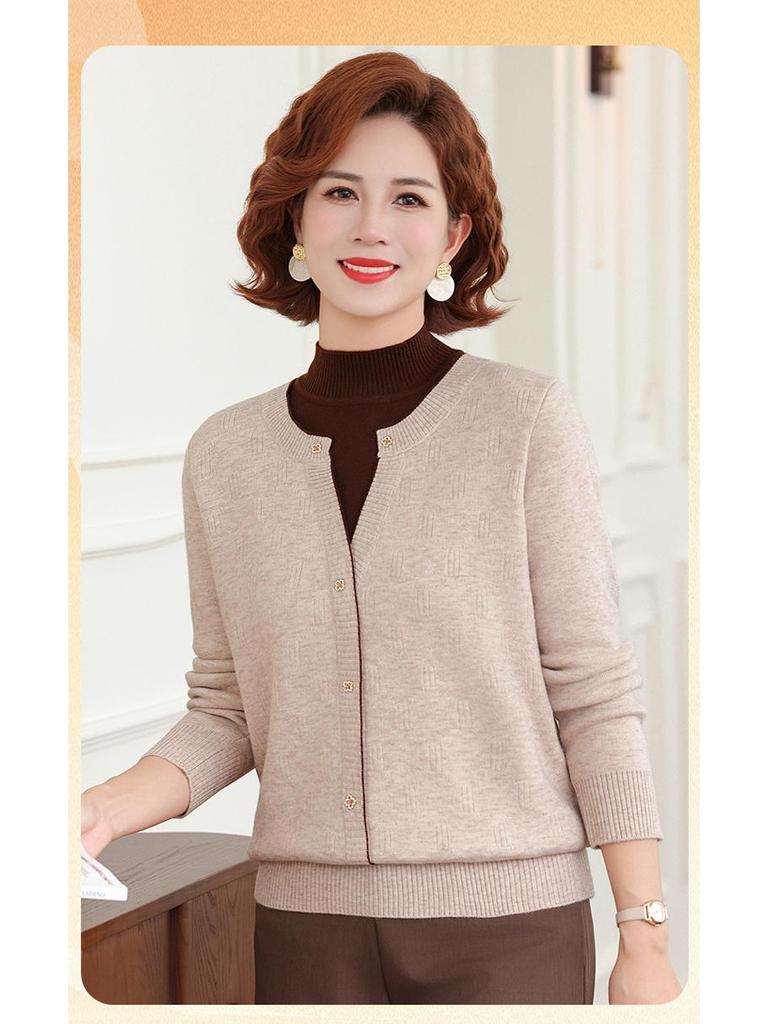 Mom's 2025 Winter Two-Piece Style Plus Velvet Sweater for Middle-Aged & Elderly Women - Thickened Autumn/Winter Velvet Base Layer Shirt