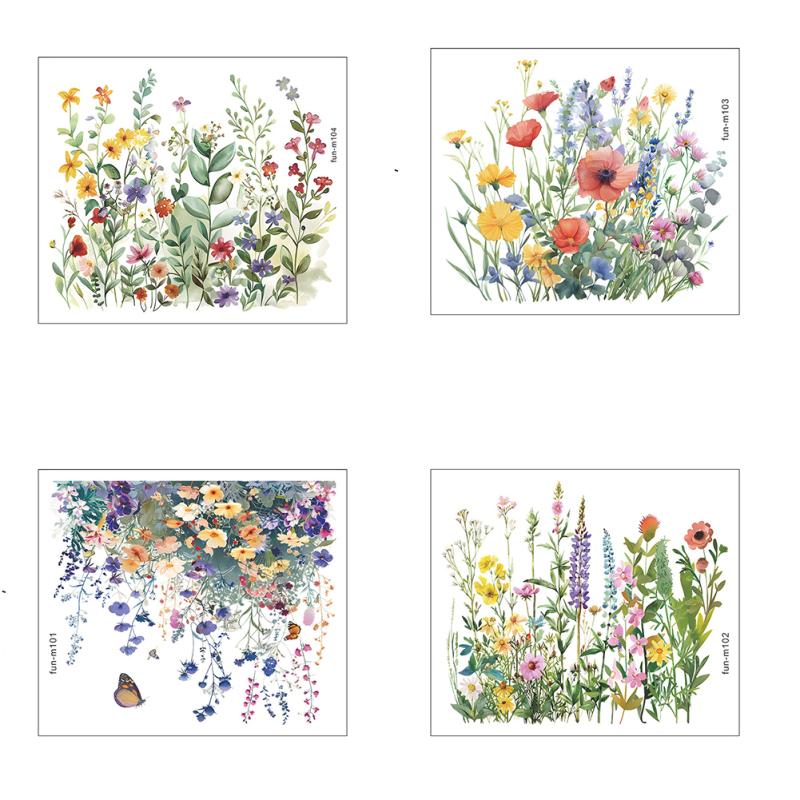 

Наклейка на туалет, красочные цветы, листья, бабочка, самоклеющиеся наклейки на стены, украшение дома m101