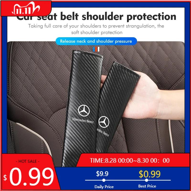 Car Seat Belt Shoulder Cover Insurance Strap Protection Pad For Benz C180 C300 W124 W176 W177 C200 C260 GLC CLE CLA AMG