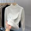 Design Sense Fleece Semi-turtleneck Sweater Women's Autumn and Winter Thickened Warm Integrated Fleece Bottoming Shirt
