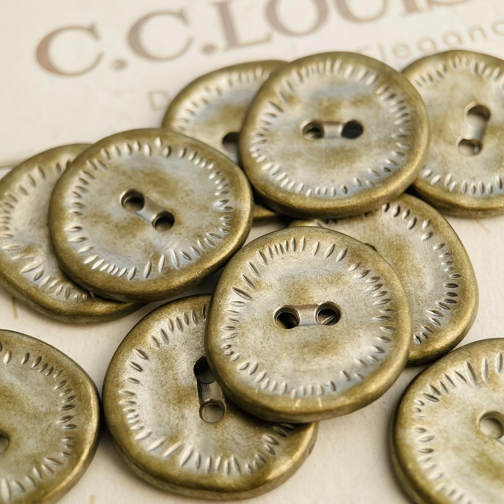 [Vintage Sewing Buttons] 10pcs Bronze & Silvery Vintage Metal Sewing Buttons |18mm Handmade Ancient Coin Design for Clothing, Hair Accessories