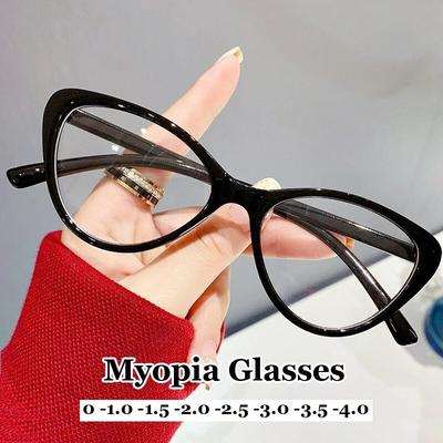 Ochelari de lux pentru femei, ochi de pisică, modă, femei, bărbați, minus, ochelari anti-lumină albastră, finisați cu prescripție pentru miopie, ochelari de la 0 la -4,0