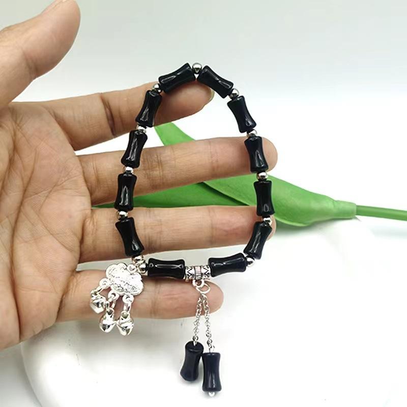 New Chinese Style National Style Bamboo Knot Peace Lock Tassel Bracelet Design Sense Niche Bracelet Personality Temperament Unisex Retro