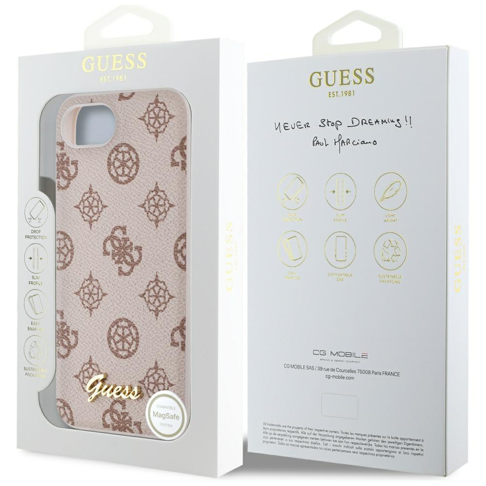 Etui Guess Peony Script Logo Magsafe Do  Iphone 16E Brązowy