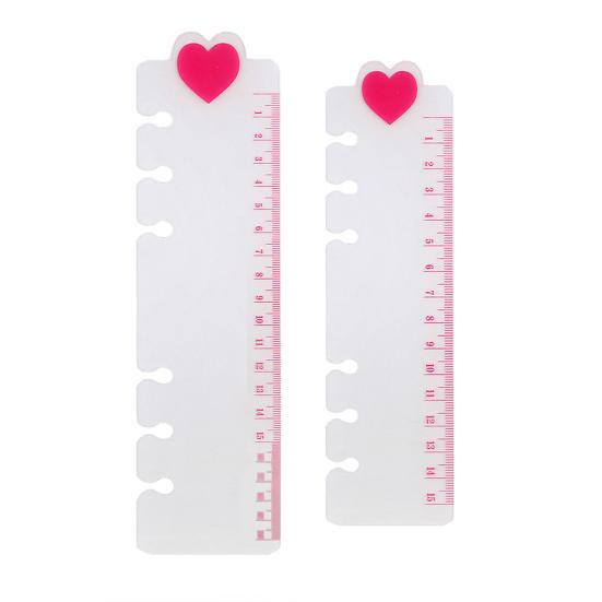 

2Pcs Bookmark Ruler Clear Pattern Precise PVC Adorable Heart Pattern Scrapbook Ruler for Students розовый
