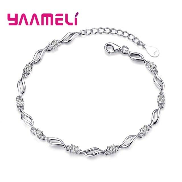 Neu Lila Weiß Zirkon Engagement Schmuck Für Frauen Weibliche 925 Sterling Silber Link Kette Armbänder Armreifen Anmutigen Design