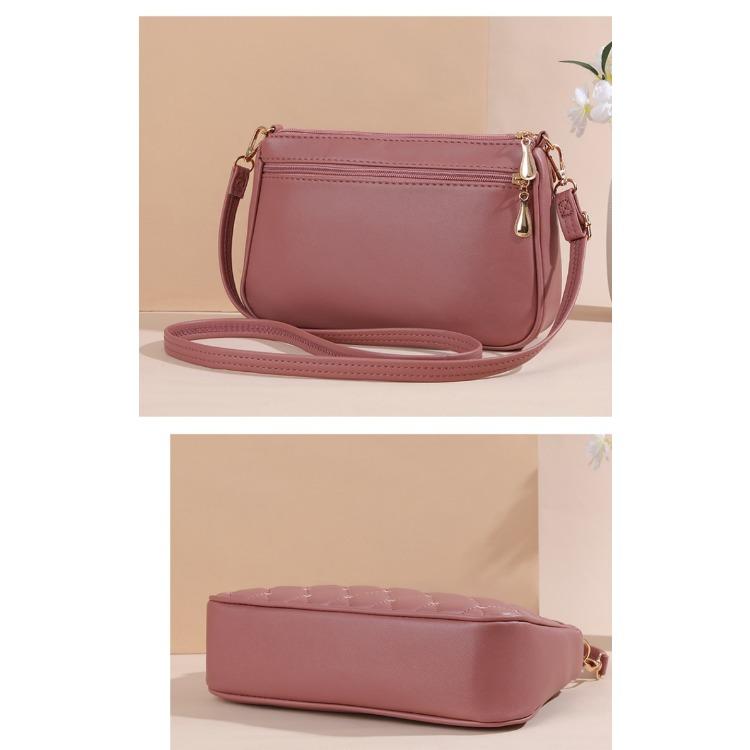 New large-capacity artificial leather embroidery thread shoulder messenger women's bag