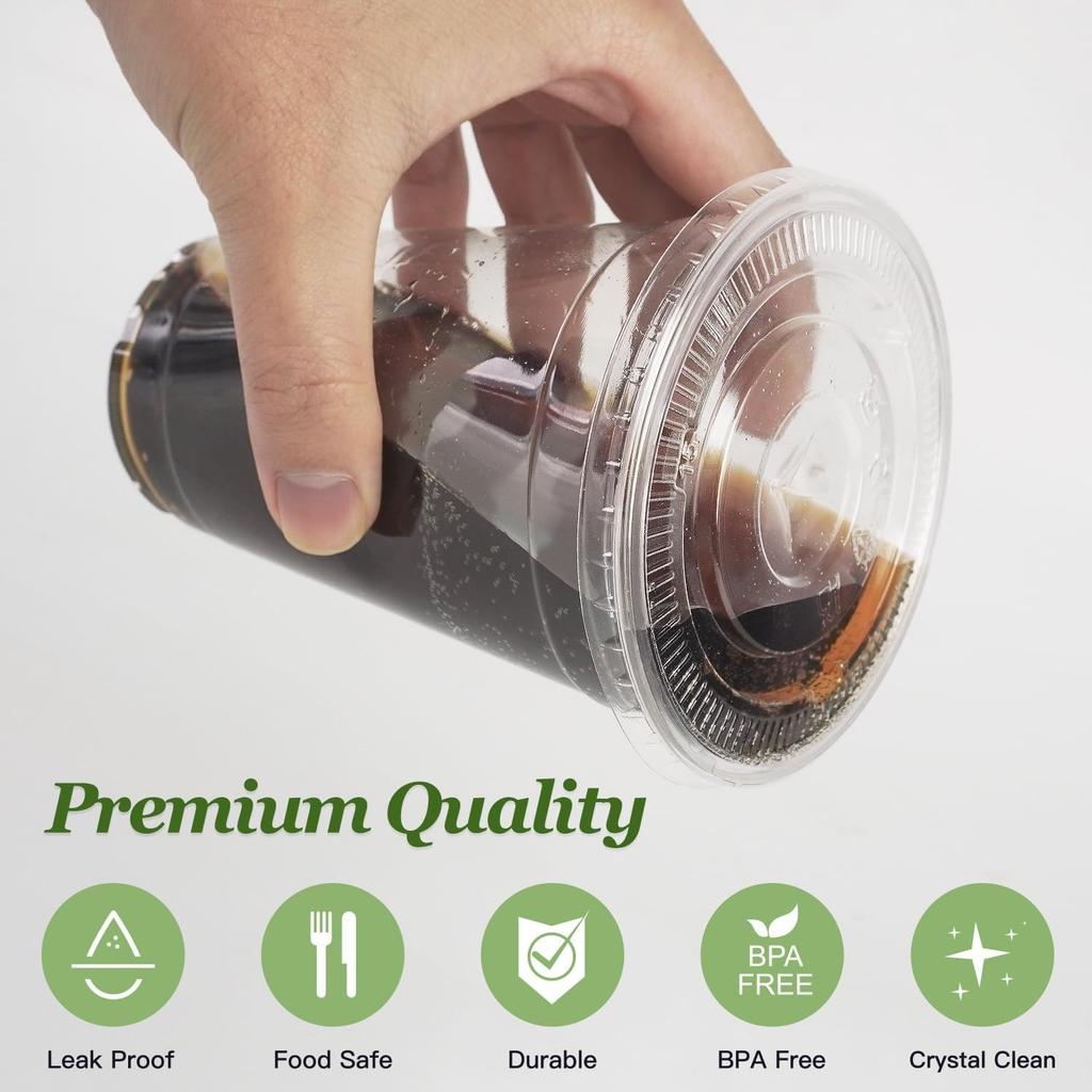Charmount 100 Sets- 20 Oz Clear Plastic Cups with Lids and Straws, Disposable To Go Cups for Cold Drinks, Coffee Bar Accessories, Iced Coffee