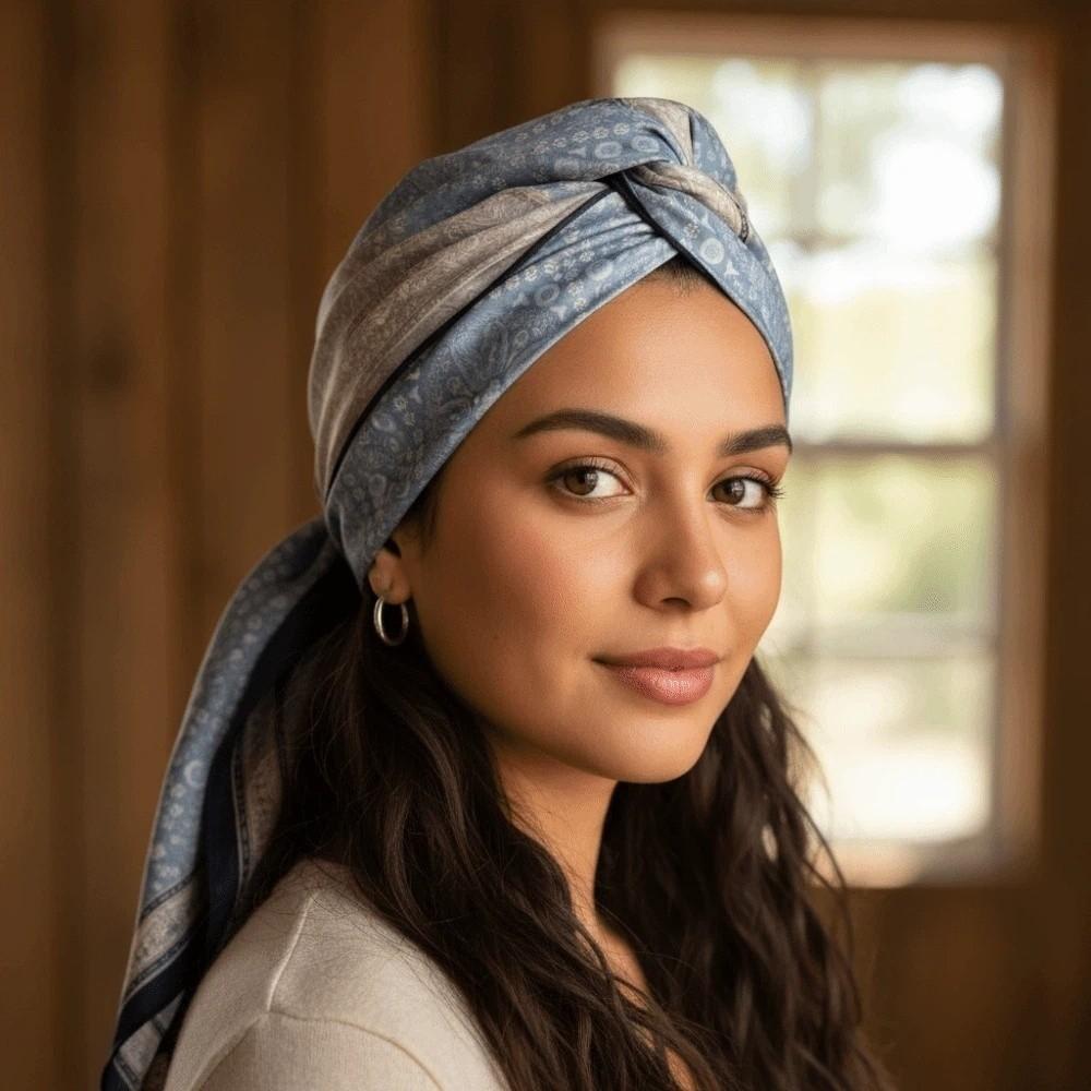 Sunscreen Double-sided Printed Silk Scarf Lightweight Retro Patterned Square Shawl  Spring