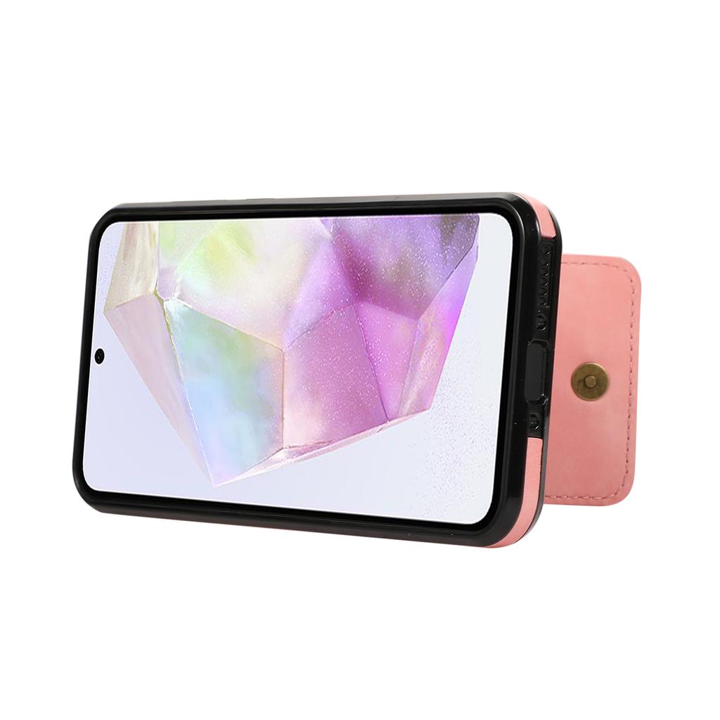 For Samsung Galaxy S25/S24 Case Card Holder Kickstand Leather + TPU Phone Cover with Shoulder Strap